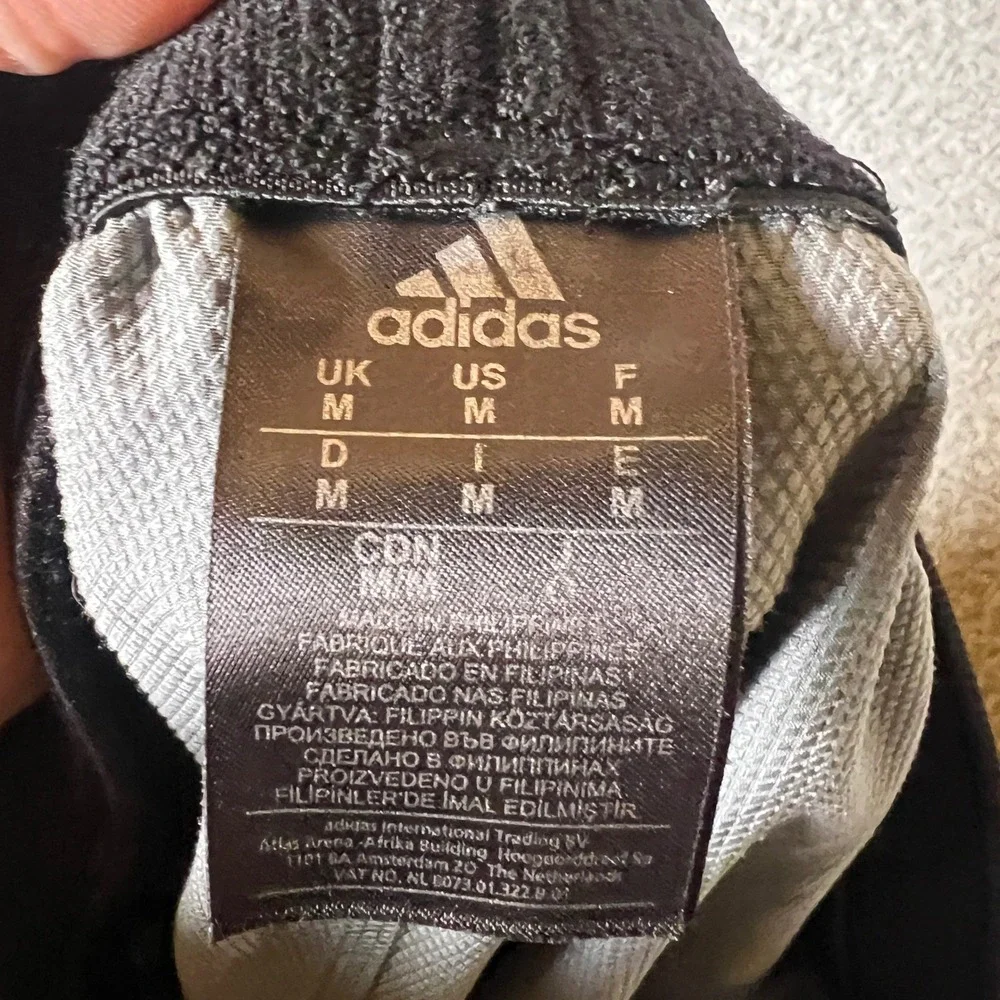 Adidas Jogger‎ Pants Mens M Grey Black Stripes Athletic Track Drawstring Run Gym